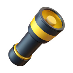 Modern black and yellow flashlight object isolated on transparent background
