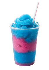 A brightly colored drink with a straw presenting a refreshing slush ice in a clear cup captured in high fidelity for a vibrant isolated on white or transparent background. PNG