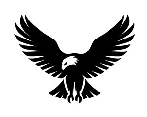 Eagle silhouette, black eagle vector illustration, isolated icon on white background
