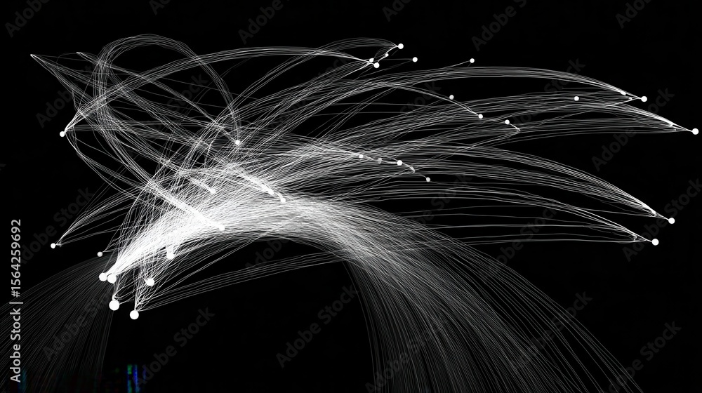 Poster abstract network design with lines and dots.