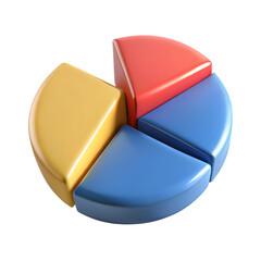 Colorful 3d pie chart segments isolated on transparent background