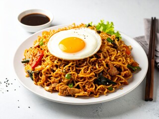 Delicious Mie Goreng with Fried Egg