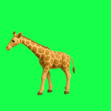 Toy giraffe animation, transparent 4K video, green screen