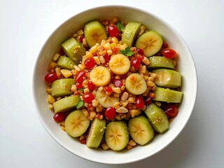 Healthy Green Banana Fruit Salad Dessert Bowl