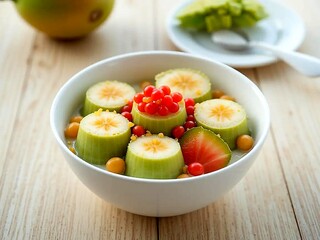 Healthy Green Banana Fruit Salad Dessert Bowl