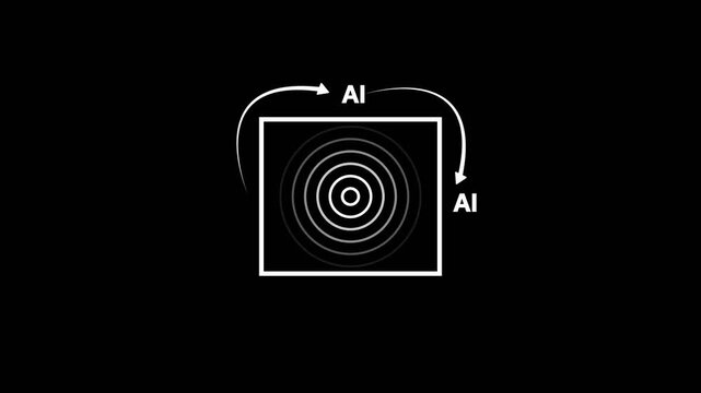 Ai computing neon animation. Cpu animated icon glow effect. Scaling verbal sign. Futuristic technical idea and global network connection animation.