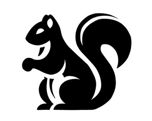 Squirrel silhouette, black squirrel vector illustration, isolated icon on white background
