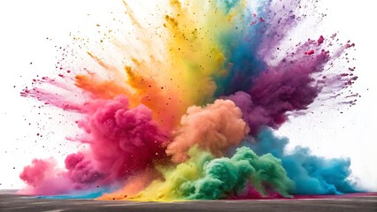 Fototapeta premium Colorful powder explosion with vibrant hues against white backdrop
