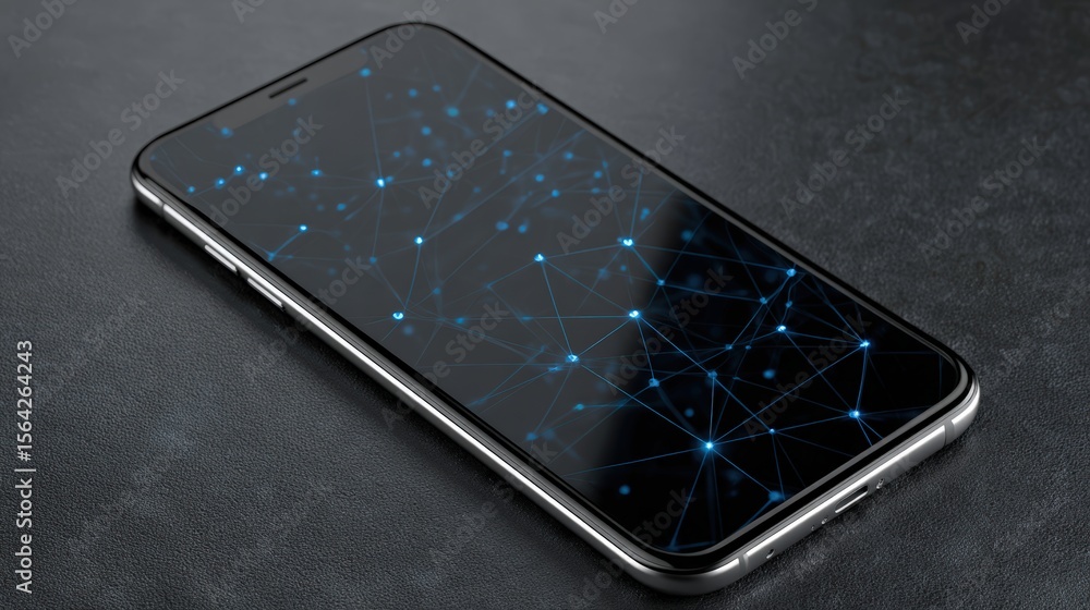 Poster smartphone display with digital network concept and connectivity design for technology backgrounds