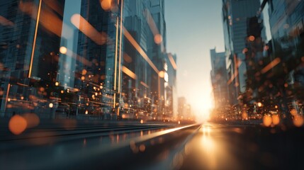 Futuristic Cityscape with Glowing Lights and Sleek Architecture