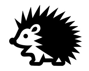 Hedgehog silhouette, black hedgehog vector illustration, isolated icon on white background
