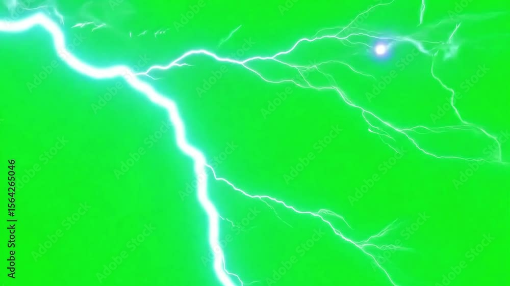Poster animated electricity effect on green screen for compositing and visual effects creation
