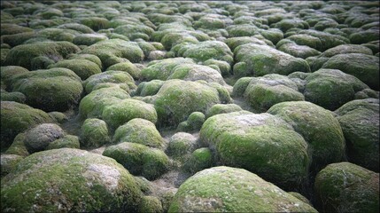 Moss-covered rocks form a textured surface.