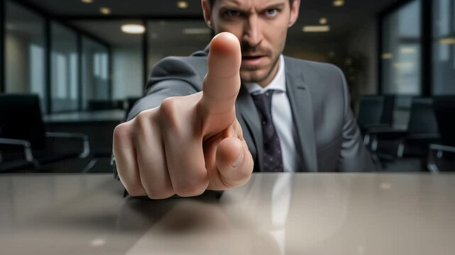 指を突き付けて怒る男性ビジネスマン