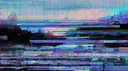 Abstract digital glitch art with horizontal lines.