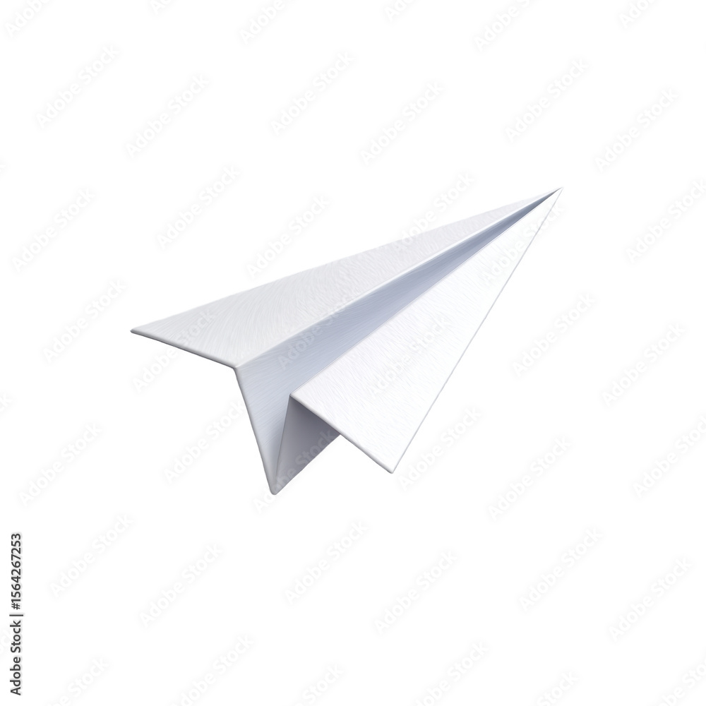 Poster a clean and crisp 3d icon of a white paper airplane in midflight transmitting information efficientl