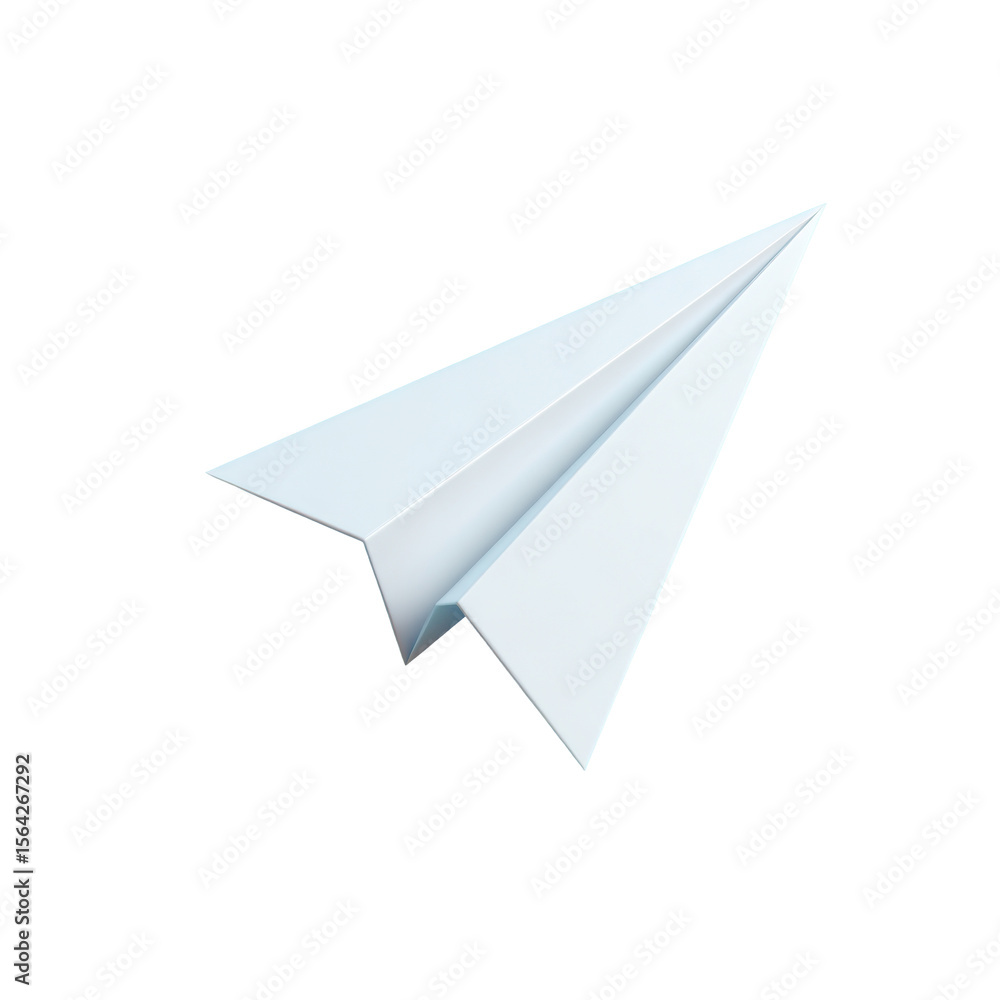 Aufkleber a white paper airplane icon in a 3d realistic style on a transparent background conveying the concep