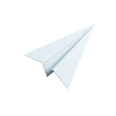 A White Paper Airplane Icon in a 3D Realistic Style on a Transparent Background Conveying the Concept of Sending an Email Message