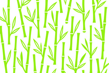 Bright green bamboo stalks and leaves create a lively pattern on a checkered transparent background, perfect for nature-themed designs