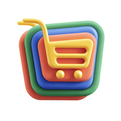 Vibrant 3d Shopping Cart Icon Representing E Commerce And Online Retail Transactions