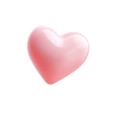 A soft and glossy pink 3D heart icon rendered with transparent PNG format symbolizing love and affection