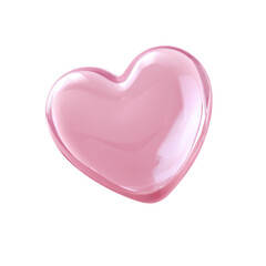 A soft 3d icon rendered in transparent PNG format featuring a gentle pink heart symbolizing love and affection