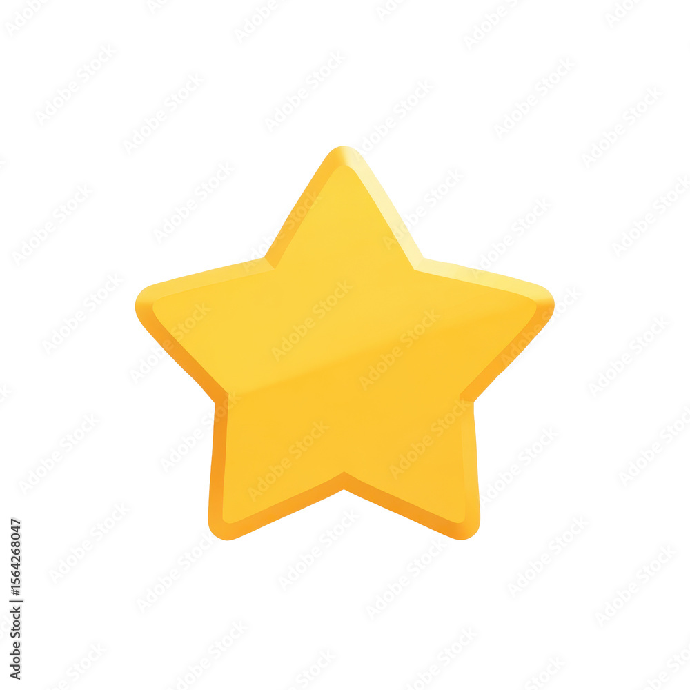Fototapete a vibrant yellow five-pointed star icon rendered in a smooth three-dimensional style suitable for us