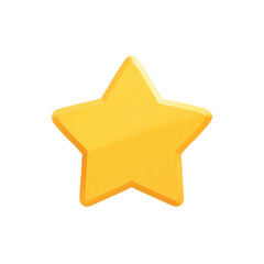 A vibrant yellow five-pointed star icon rendered in a smooth three-dimensional style suitable for user interface elements and design projects