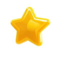 A High Quality 3D Rendered Icon of a Shiny Yellow Star Representing a Superior Rating or Award Against a Transparent Background