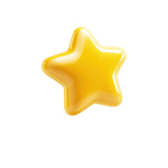 A Vibrant 3D Rendered Yellow Star Icon on a Transparent Background Symbolizing Excellence and High Quality Rating