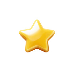 Shiny Yellow Star Icon in 3D Rendered Style with Transparent Background for Rating Systems and Visual Excellence