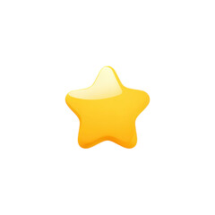 A shining bright yellow five-pointed star rendered as a 3D icon with glossy highlights creating a sense of depth and appeal for rating systems and decorative elements