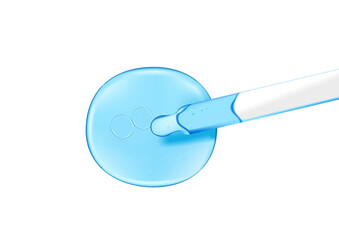 Liquid beauty product gel or serum on glass of microscope background