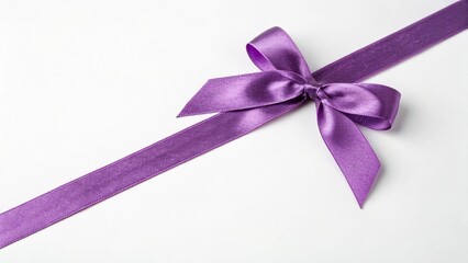 Elegant Purple Ribbon Bow on White Background for Gifts