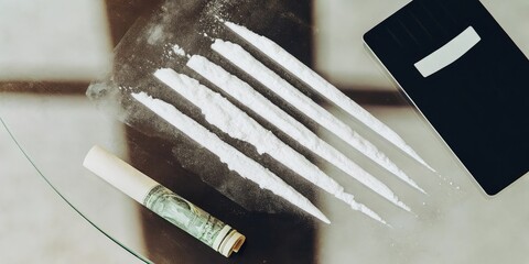 Lines of cocaine on a table
