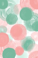 Soft Pink and Green Watercolor Textured Circles – Pastel Abstract Background