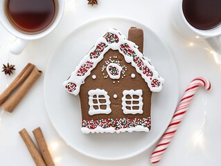 Festive Gingerbread House and Warm Beverages for a Cozy Holiday Celebration