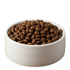 Bowl full of dry pet food nutrition for cats and dogs closeup view