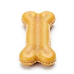 Isolated beige bone shaped dog treat for pets on a white surface