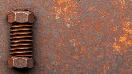 close-up image of a rusty bolt and a heavily corroded metal surface with textured orange and brown rust.
