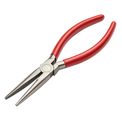 Realistic needle nose pliers with plastic or rubber handles isolated on a transparent background