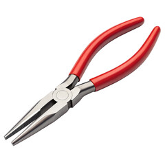 Realistic needle nose pliers with plastic or rubber handles isolated on a transparent background
