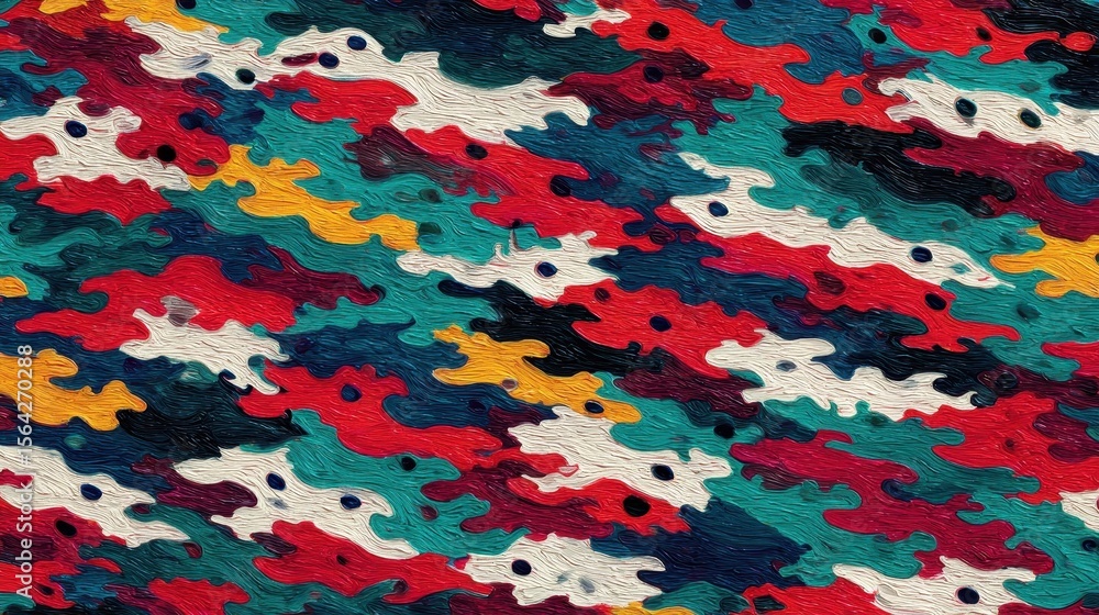Poster vibrant abstract pattern with flowing shapes and colors.