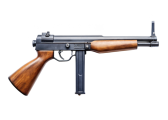 Realistic tommy gun weapon isolated on a transparent background