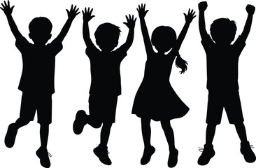 Joyful Jumping Kids: Silhouettes Celebrating Fun, Energy, and Childhood Excitement.