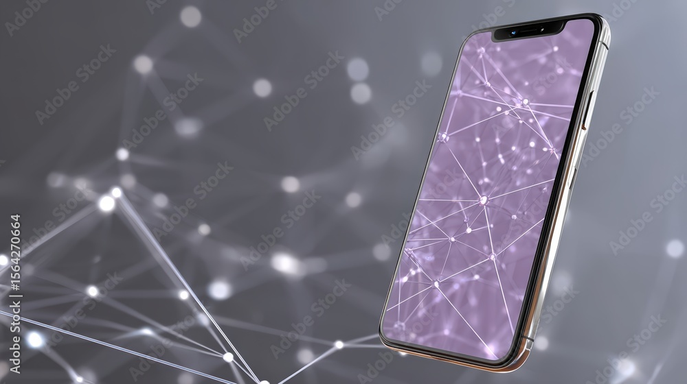 Poster smartphone with digital network concept for high-tech communication design