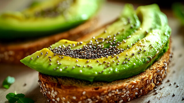 Freshly Sliced Avocado Toast Close-up