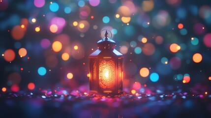 Enchanting lantern amidst a symphony of radiant lights and soft hues