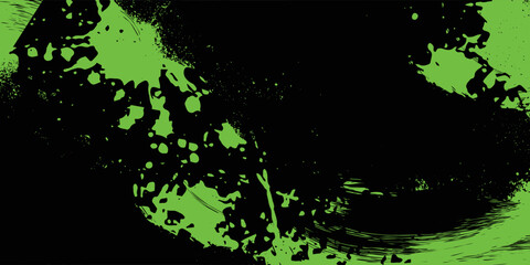 Abstract green and black grunge vector background. Dynamic design with distressed diagonal lines, halftone dots, and splatter textures, creating an energetic and edgy modern effect.Art