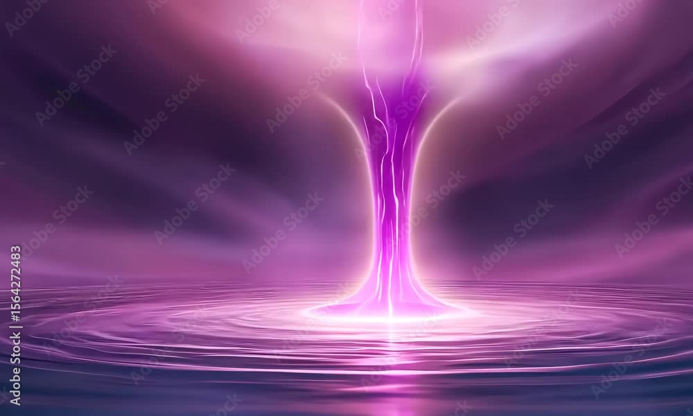 Aufkleber dynamic purple vortex forms and pulses above a calm surface at twilight